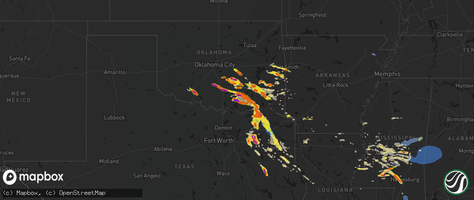 Hail map on April 24, 2026