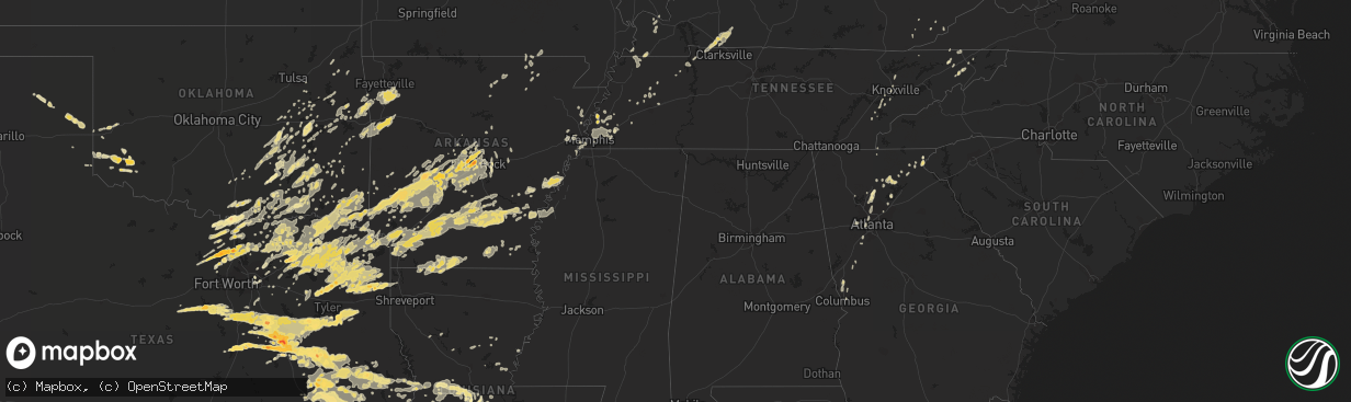 Hail map in Arkansas on April 25, 2011