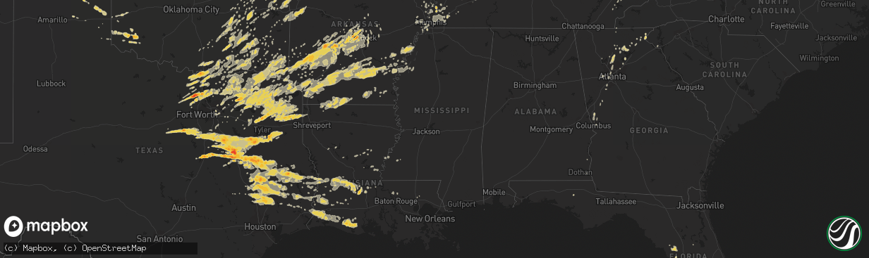 Hail map on April 25, 2011