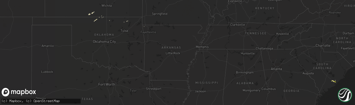 Hail map in Arkansas on April 25, 2013