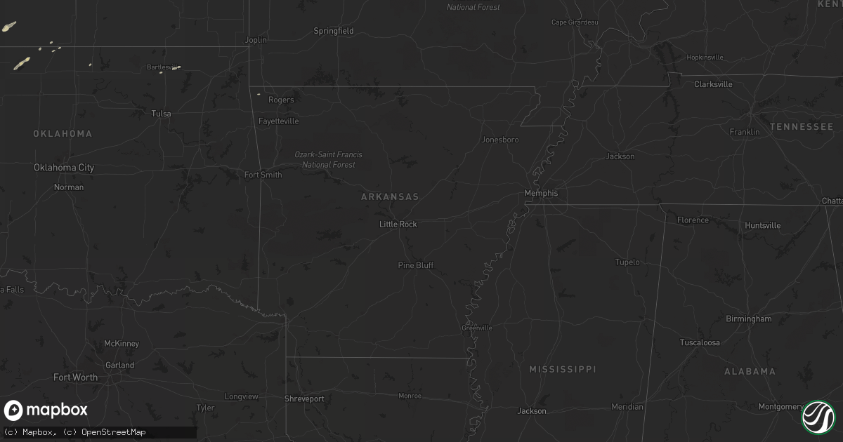 Hail map in Arkansas on April 25, 2013