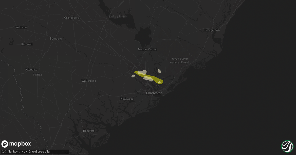 Hail map in Hanahan, SC on April 25, 2013