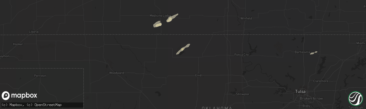 Hail map in Jet, OK on April 25, 2013