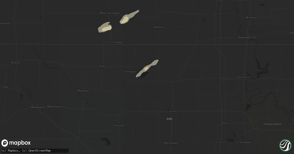 Hail map in Jet, OK on April 25, 2013