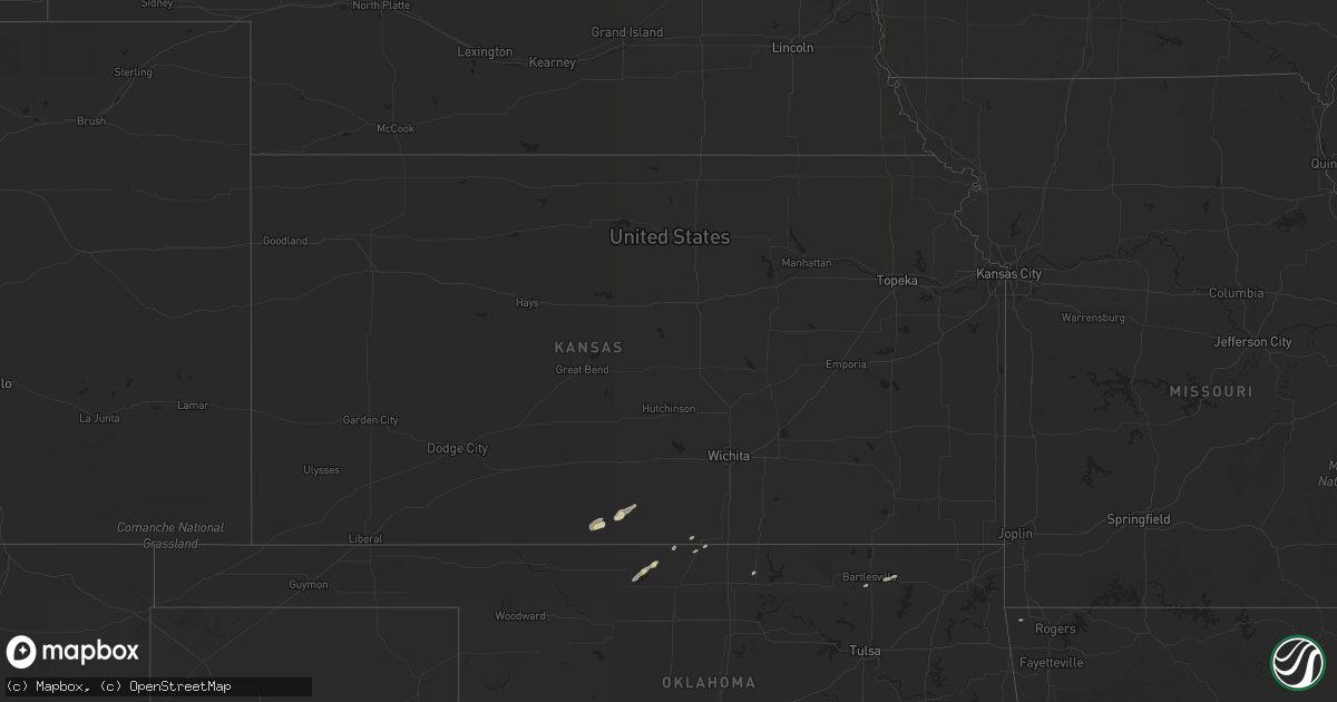 Hail map in Kansas on April 25, 2013