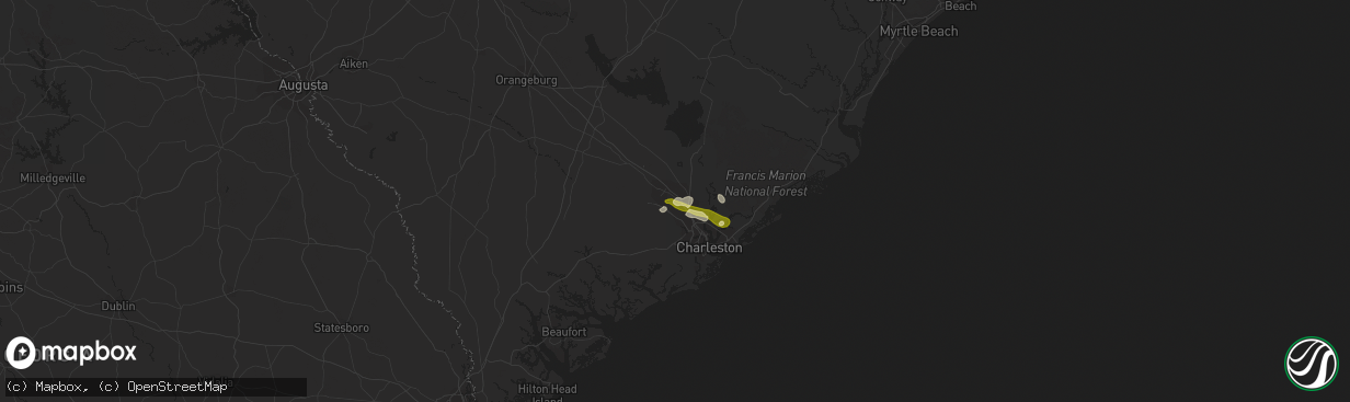 Hail map in Ladson, SC on April 25, 2013