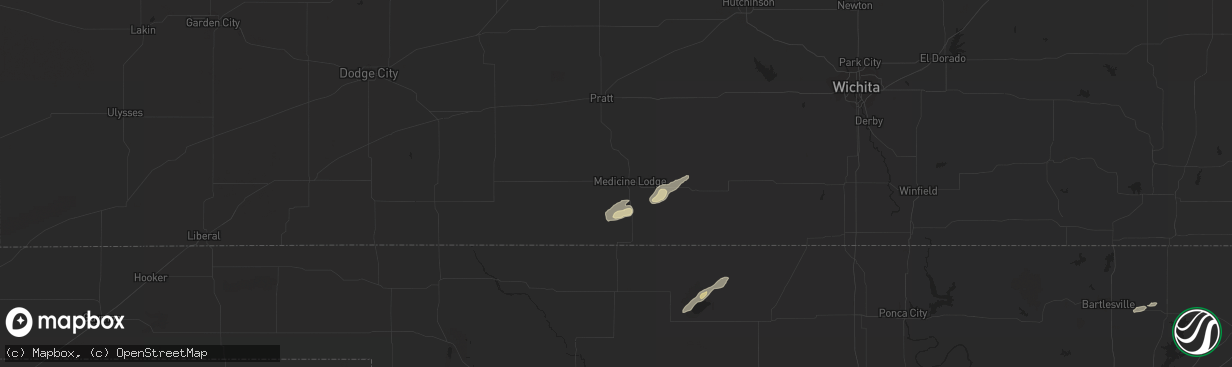 Hail map in Medicine Lodge, KS on April 25, 2013