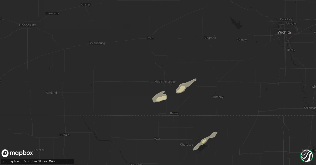 Hail map in Medicine Lodge, KS on April 25, 2013