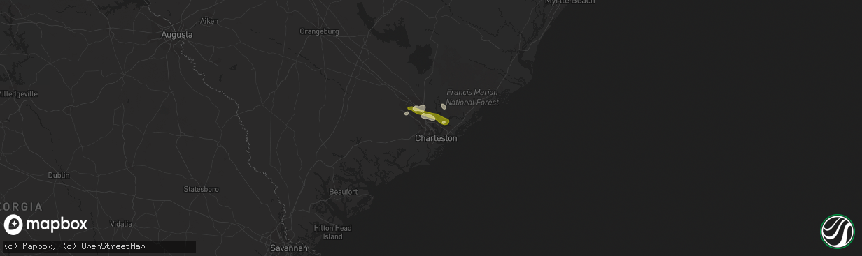 Hail map in North Charleston, SC on April 25, 2013
