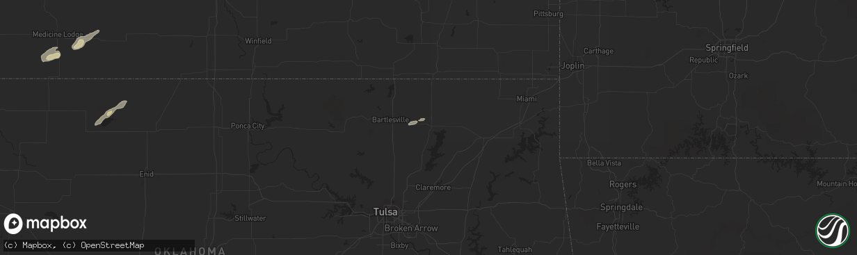 Hail map in Nowata, OK on April 25, 2013