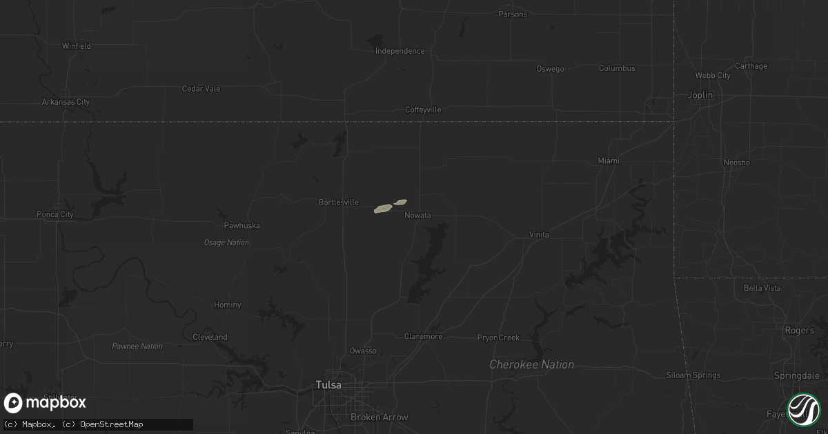Hail map in Nowata, OK on April 25, 2013