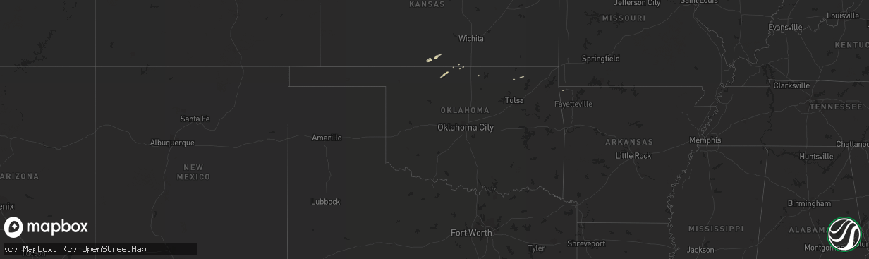 Hail map in Oklahoma on April 25, 2013