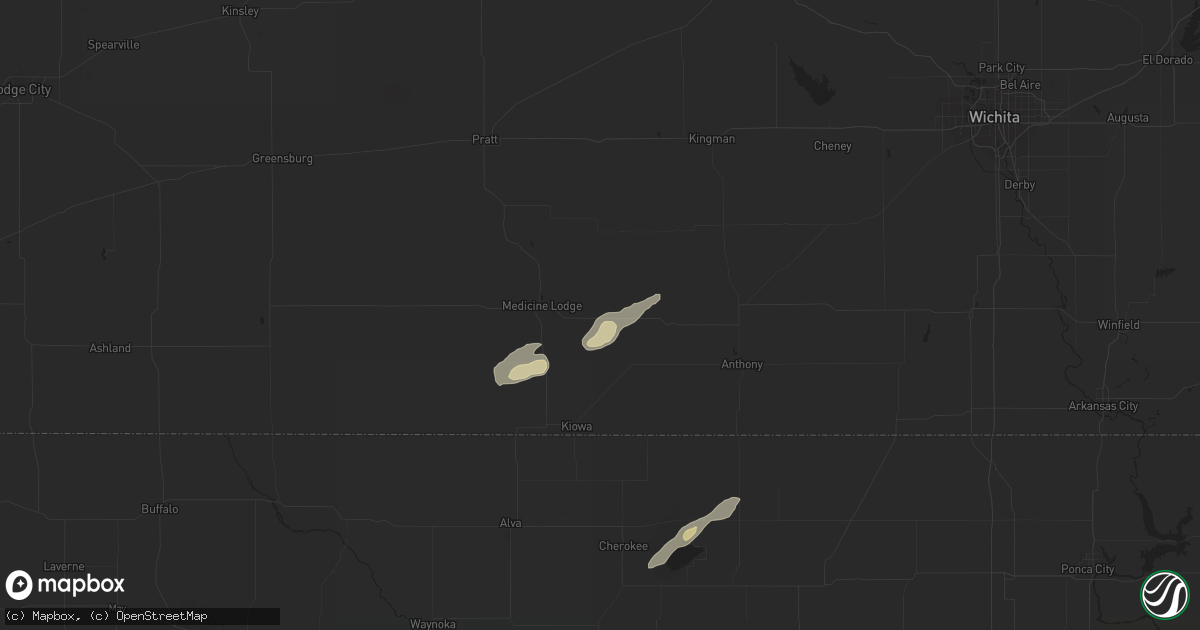 Hail map in Sharon, KS on April 25, 2013