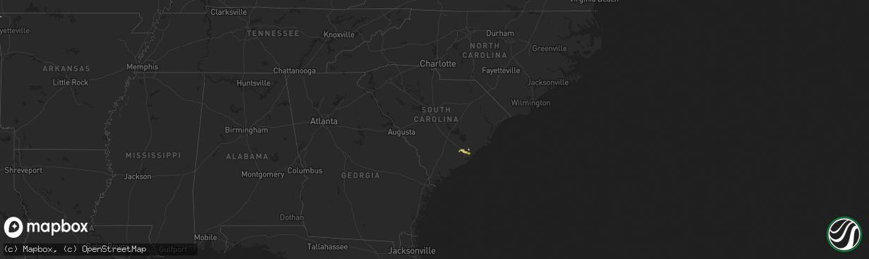 Hail map in South Carolina on April 25, 2013