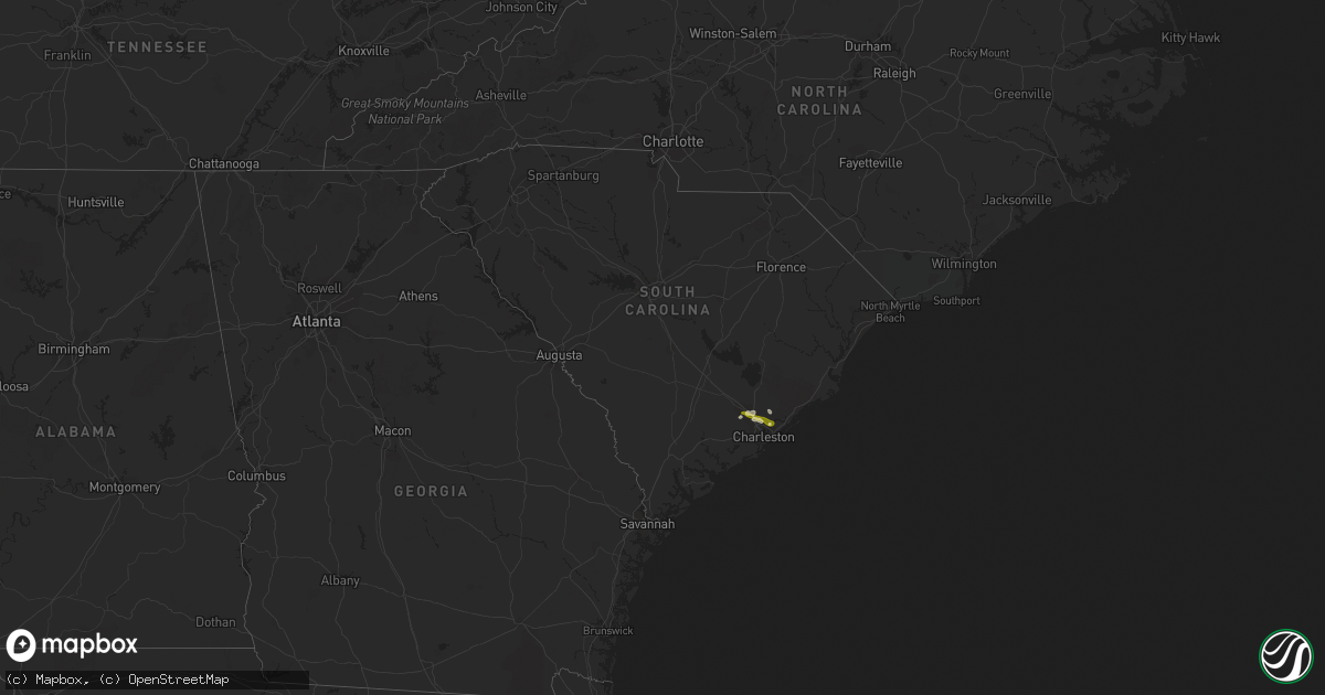 Hail map in South Carolina on April 25, 2013