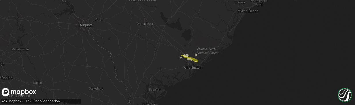 Hail map in Summerville, SC on April 25, 2013