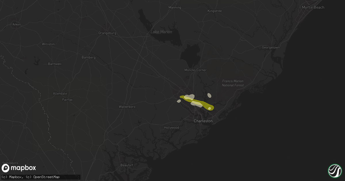 Hail map in Summerville, SC on April 25, 2013