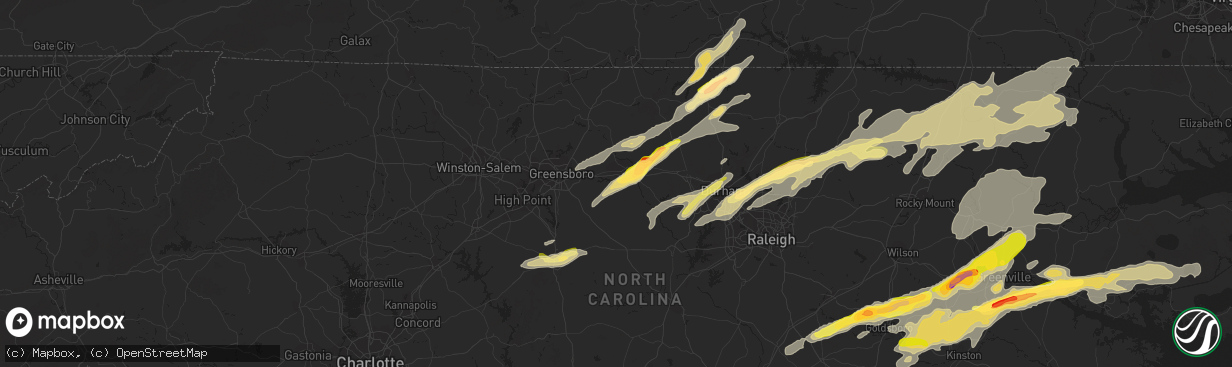 Hail map in Burlington, NC on April 25, 2014