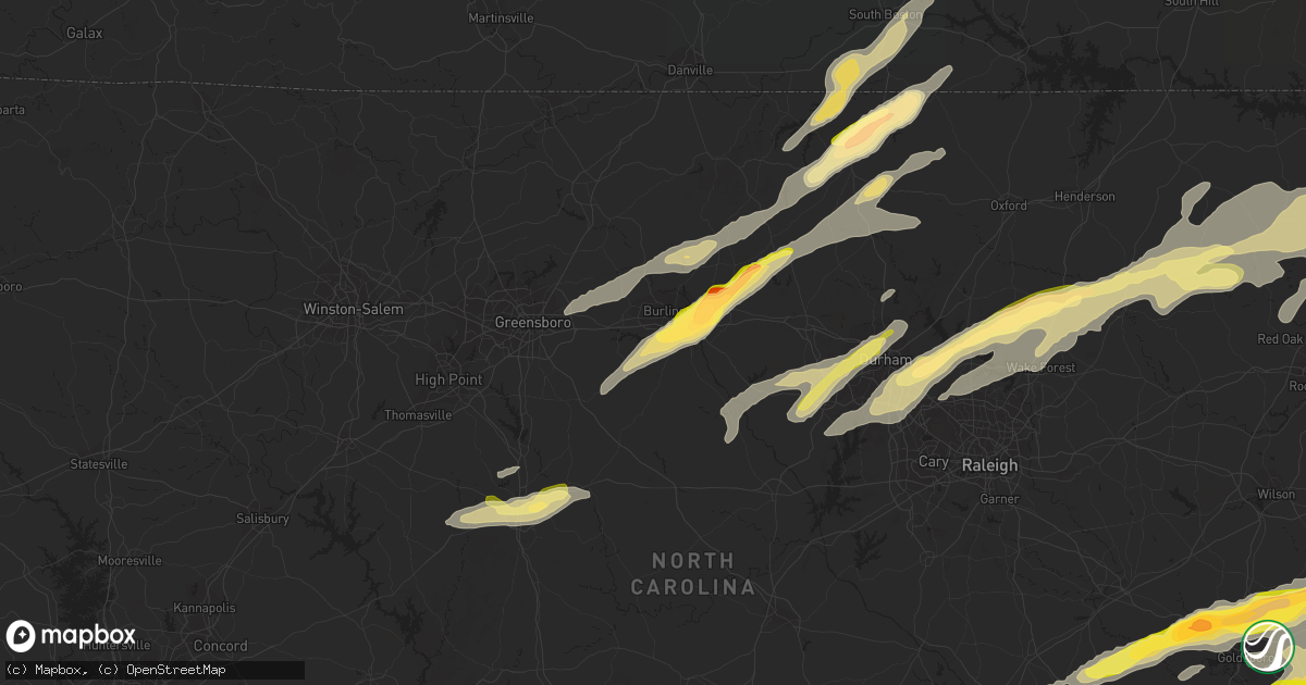 Hail map in Burlington, NC on April 25, 2014