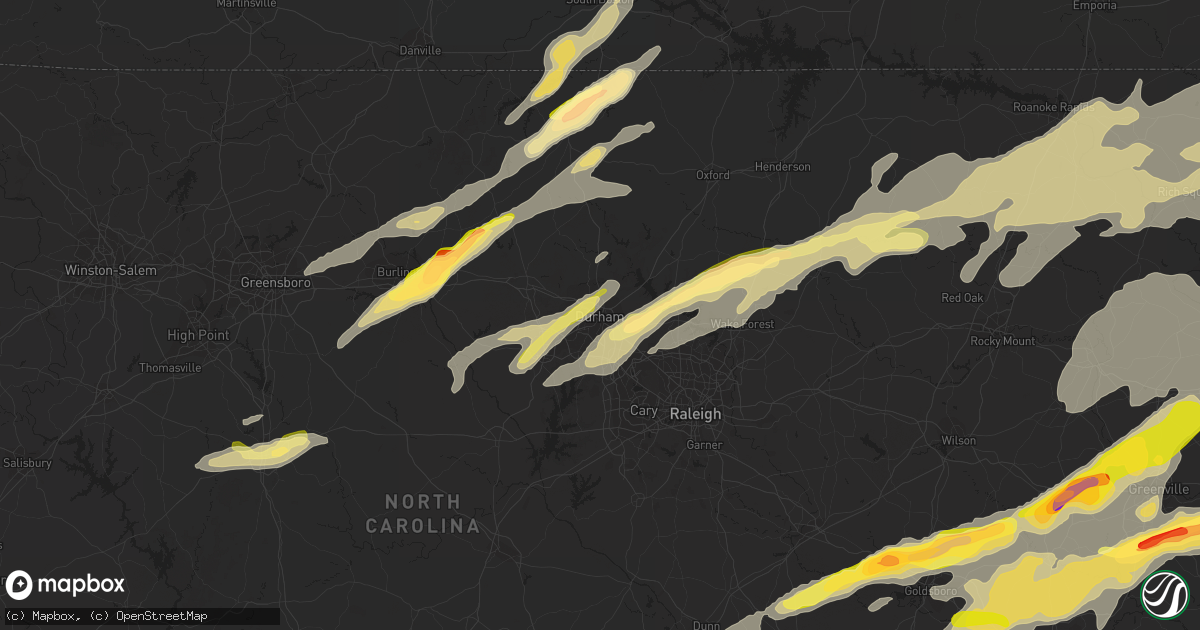 Hail map in Durham, NC on April 25, 2014