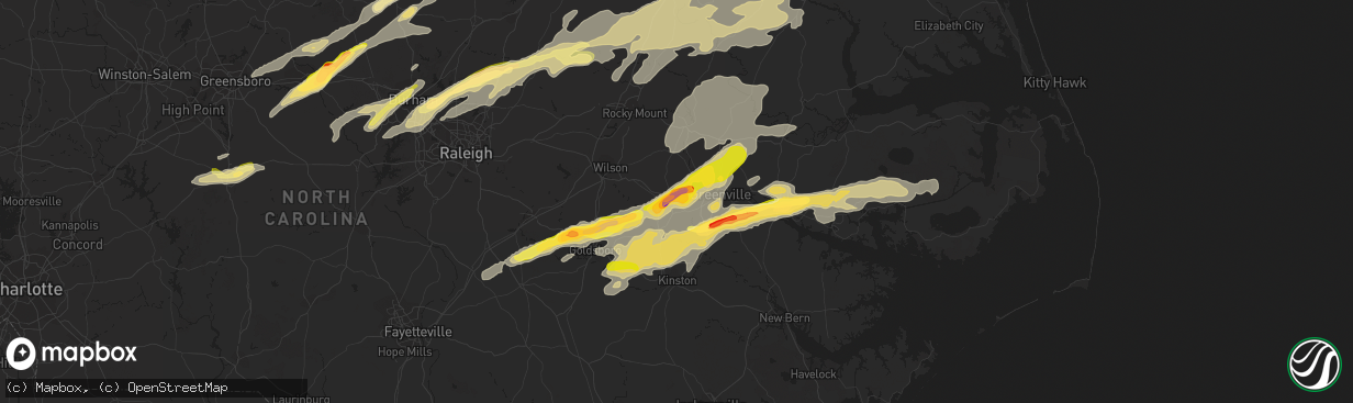 Hail map in Farmville, NC on April 25, 2014