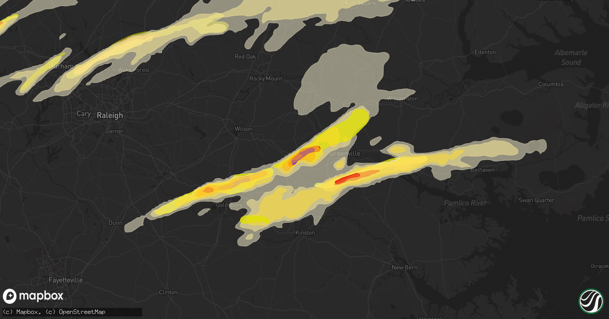 Hail map in Farmville, NC on April 25, 2014
