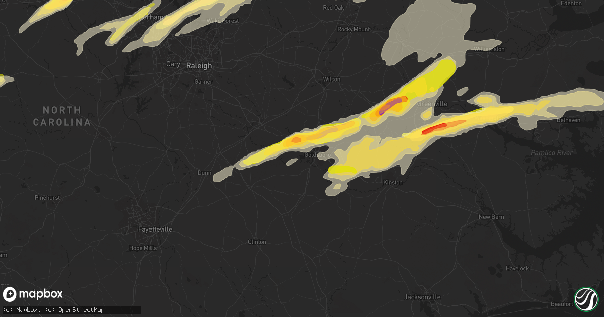 Hail map in Goldsboro, NC on April 25, 2014