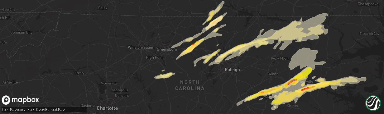 Hail map in Graham, NC on April 25, 2014