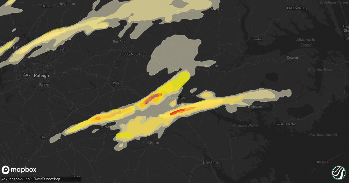 Hail map in Greenville, NC on April 25, 2014