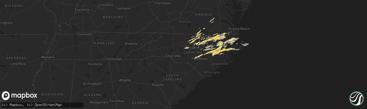 Hail map in North Carolina on April 25, 2014