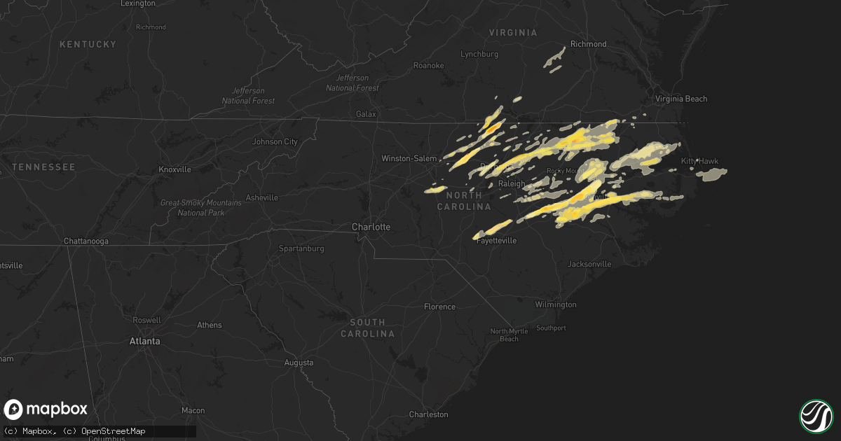 Hail map in North Carolina on April 25, 2014
