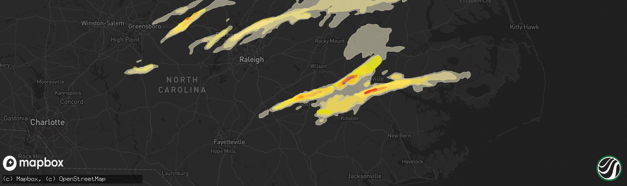 Hail map in Pikeville, NC on April 25, 2014