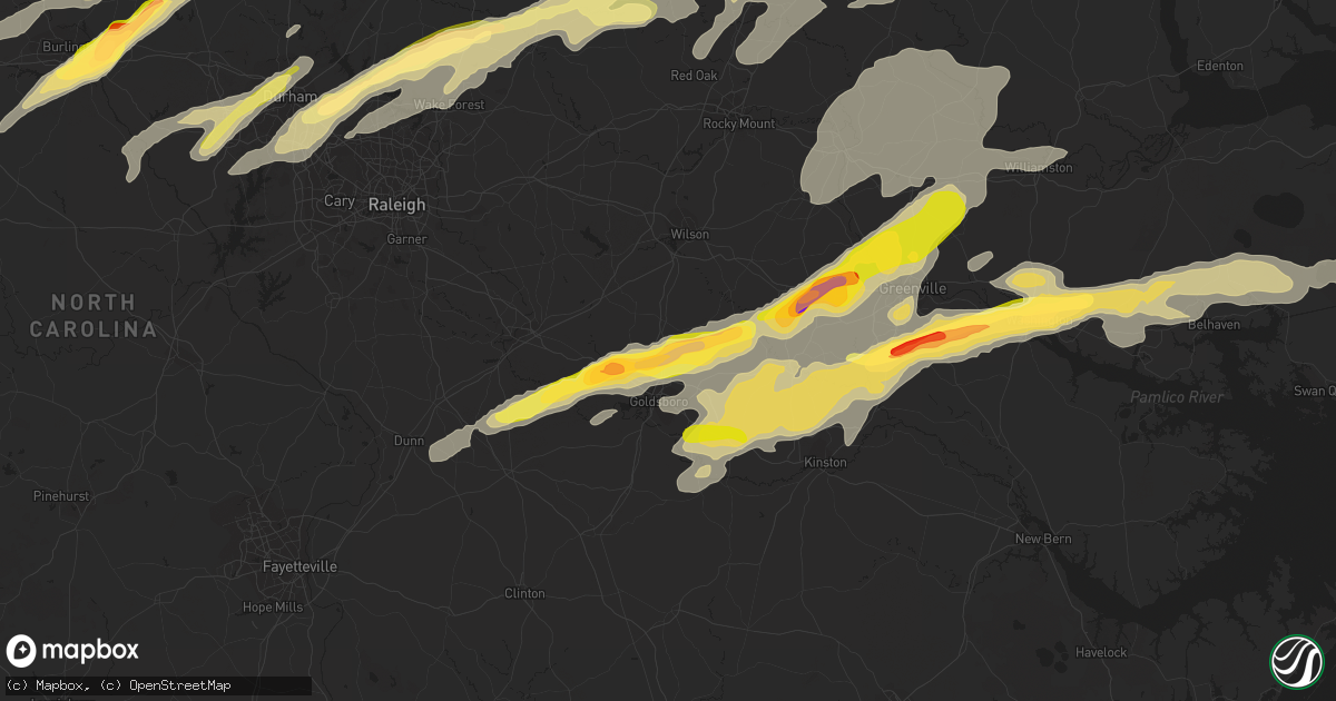 Hail map in Pikeville, NC on April 25, 2014