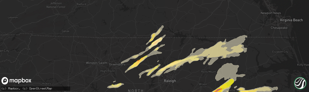 Hail map in Roxboro, NC on April 25, 2014