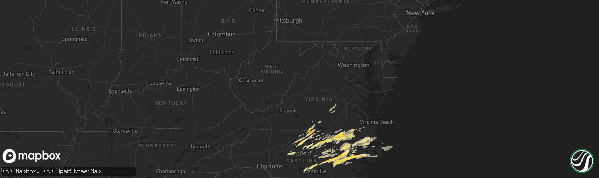 Hail map in Virginia on April 25, 2014