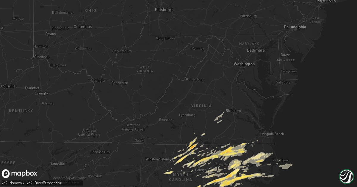 Hail map in Virginia on April 25, 2014
