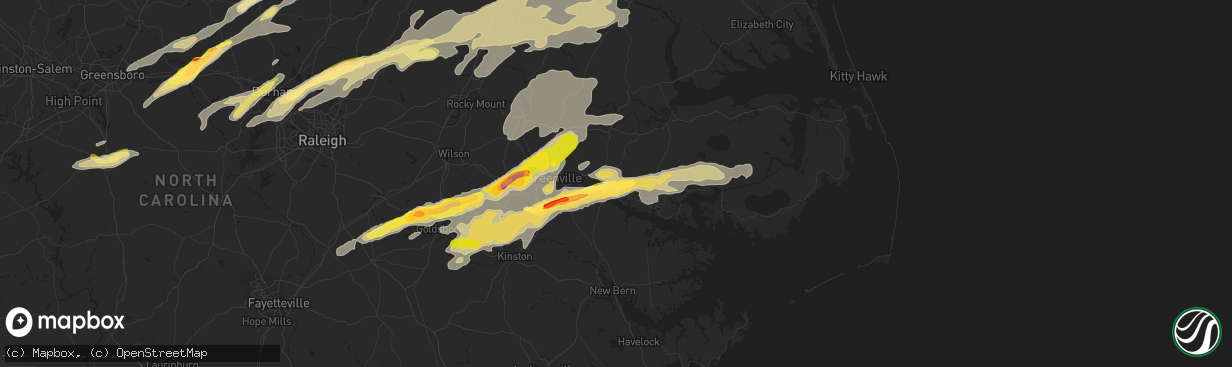 Hail map in Washington, NC on April 25, 2014