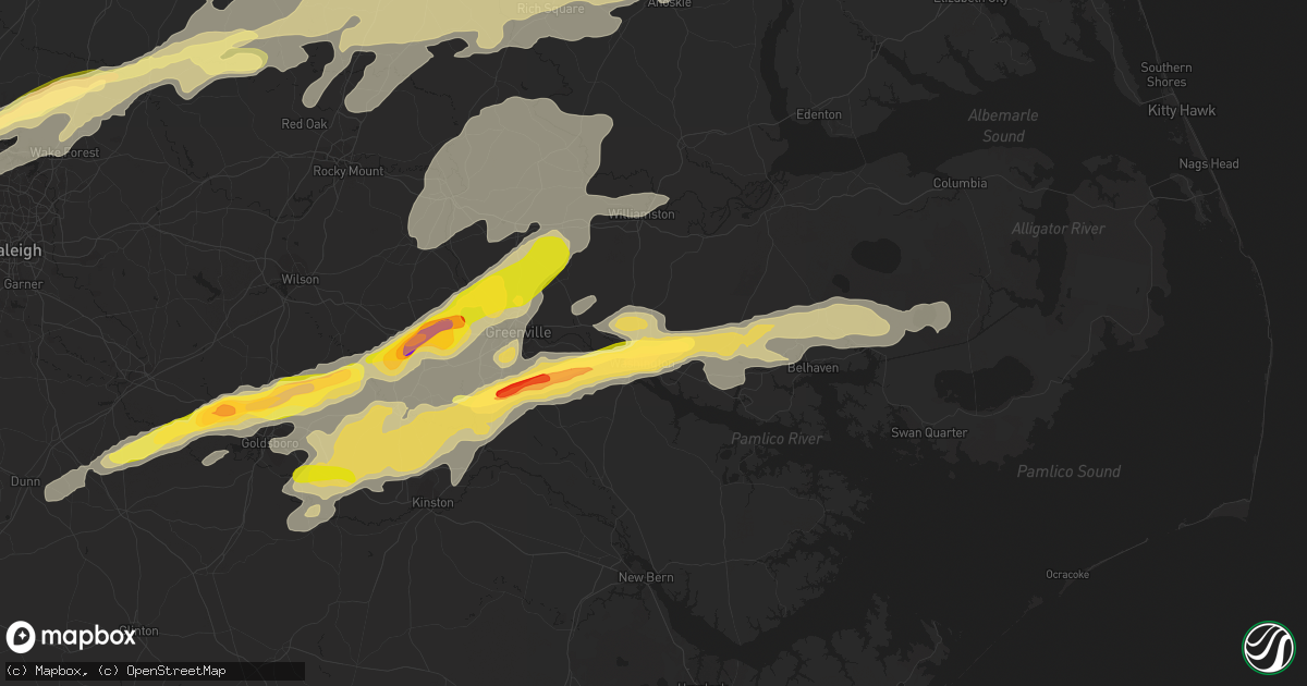 Hail map in Washington, NC on April 25, 2014