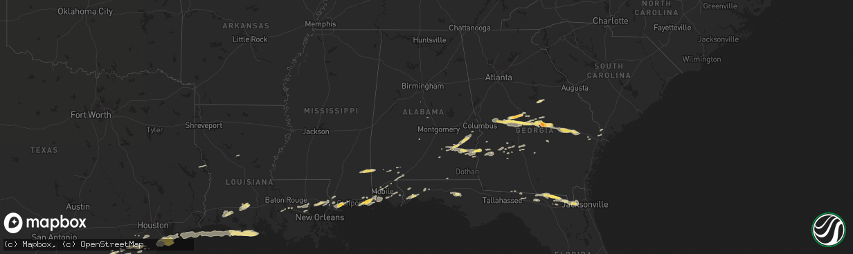 Hail map in Alabama on April 25, 2015
