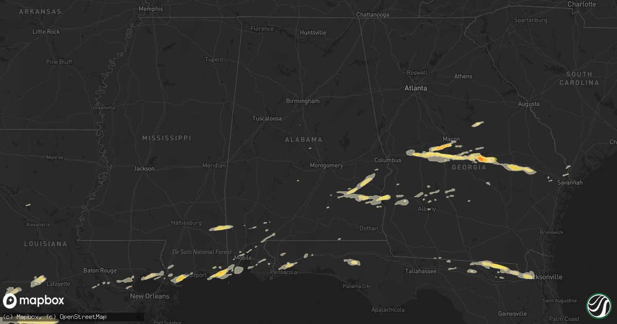 Hail map in Alabama on April 25, 2015
