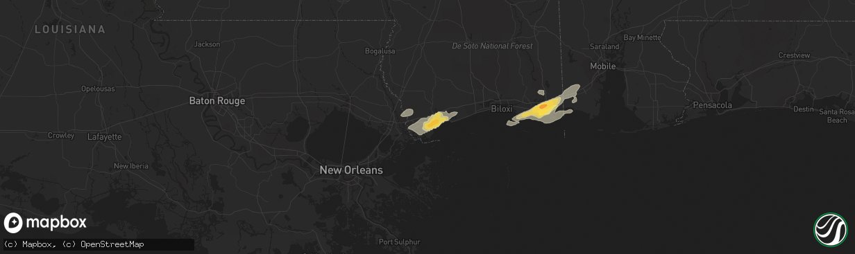 Hail map in Bay Saint Louis, MS on April 25, 2015