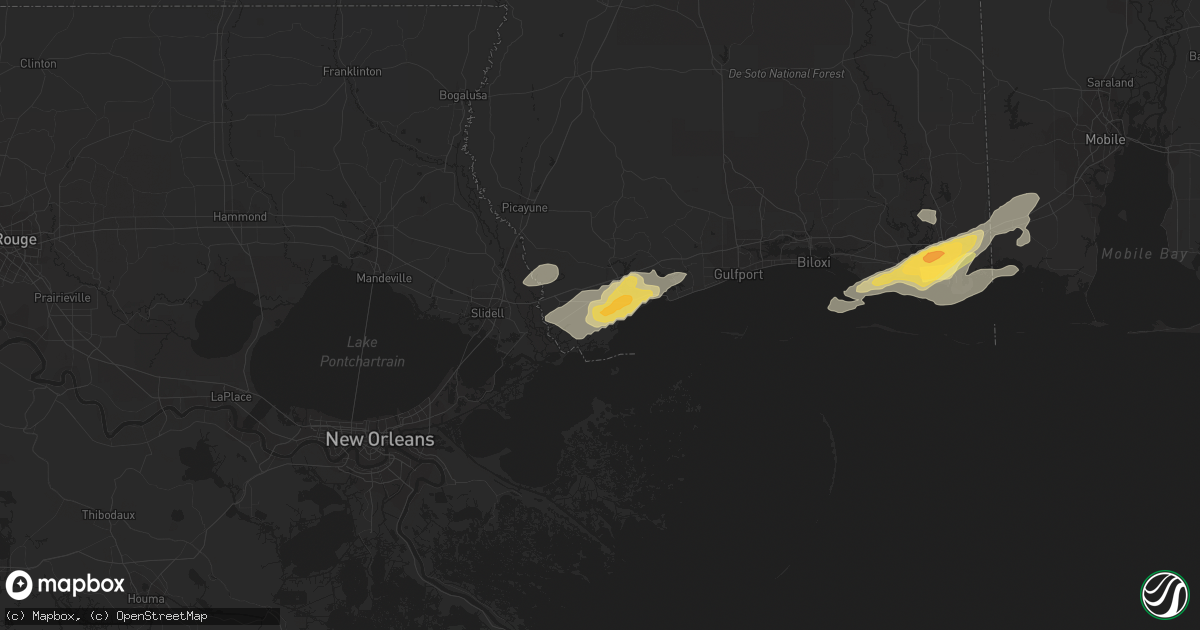 Hail map in Bay Saint Louis, MS on April 25, 2015