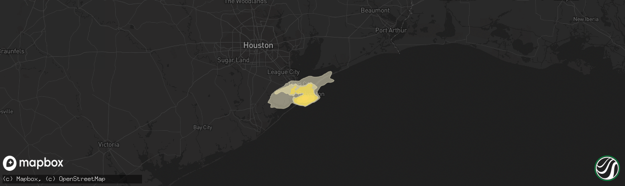 Hail map in Galveston, TX on April 25, 2015