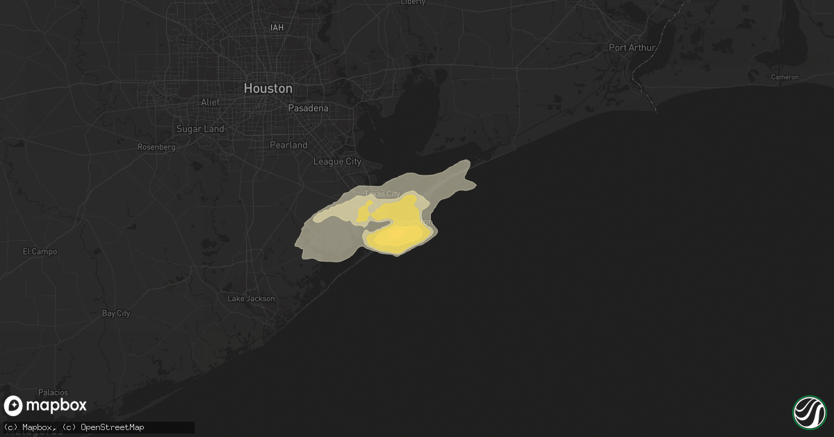 Hail map in Galveston, TX on April 25, 2015