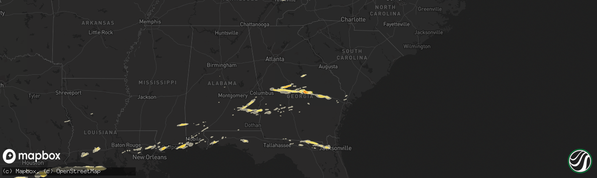 Hail map in Georgia on April 25, 2015