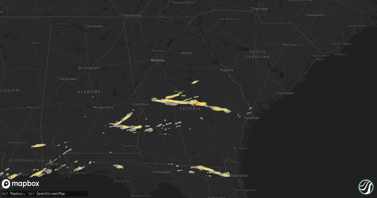 Hail map in Georgia on April 25, 2015