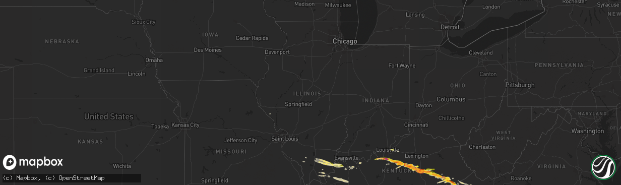 Hail map in Illinois on April 25, 2015