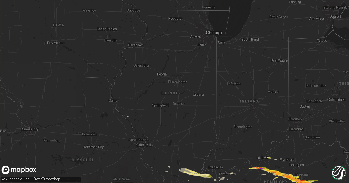 Hail map in Illinois on April 25, 2015