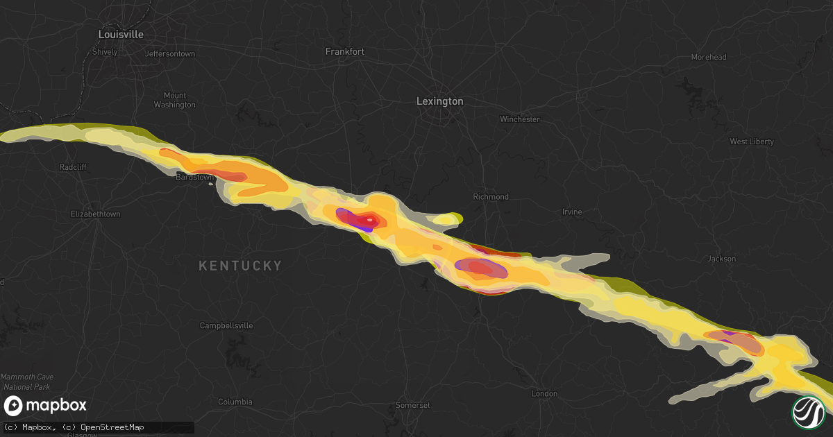 Hail map in Lancaster, KY on April 25, 2015