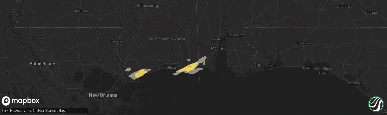 Hail map in Moss Point, MS on April 25, 2015